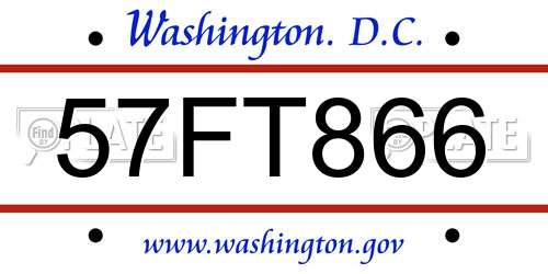 57FT866 District Of Columbia License Plate
