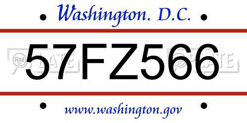 57FZ566 District Of Columbia License Plate