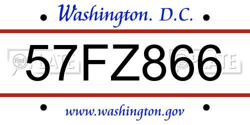 57FZ866 District Of Columbia License Plate
