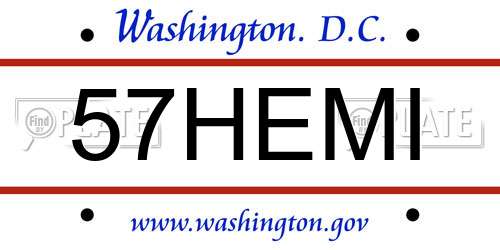 57HEMI District Of Columbia License Plate