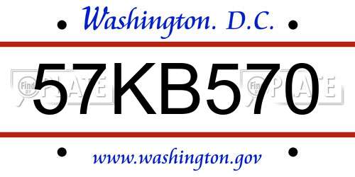 57KB570 District Of Columbia License Plate