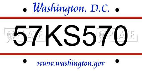 57KS570 District Of Columbia License Plate