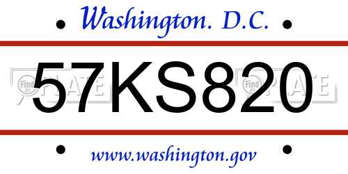 57KS820 District Of Columbia License Plate