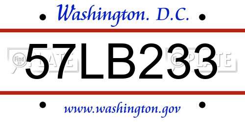 57LB233 District Of Columbia License Plate