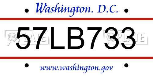57LB733 District Of Columbia License Plate