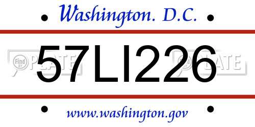 57LI226 District Of Columbia License Plate