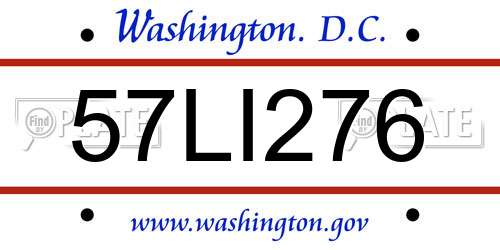 57LI276 District Of Columbia License Plate