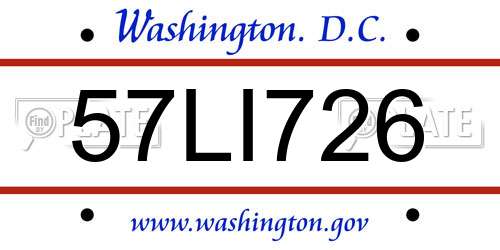 57LI726 District Of Columbia License Plate