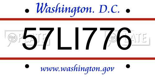 57LI776 District Of Columbia License Plate