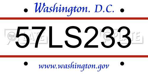 57LS233 District Of Columbia License Plate