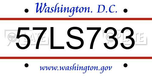 57LS733 District Of Columbia License Plate