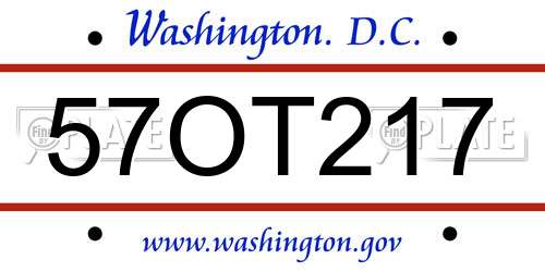 57OT217 District Of Columbia License Plate