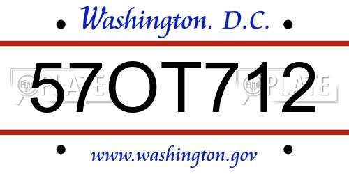 57OT712 District Of Columbia License Plate