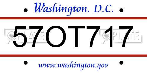 57OT717 District Of Columbia License Plate