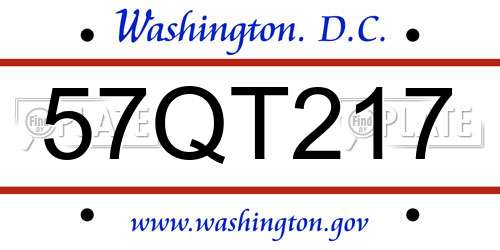 57QT217 District Of Columbia License Plate
