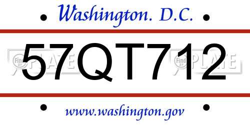 57QT712 District Of Columbia License Plate