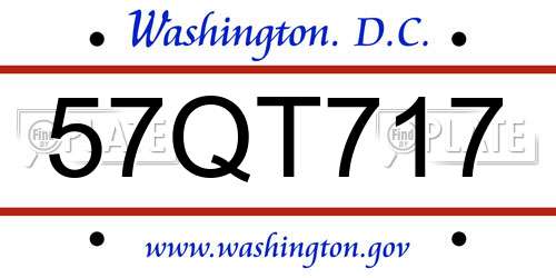 57QT717 District Of Columbia License Plate