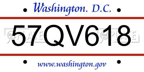 57QV618 District Of Columbia License Plate