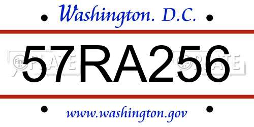 57RA256 District Of Columbia License Plate