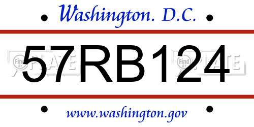 57RB124 District Of Columbia License Plate