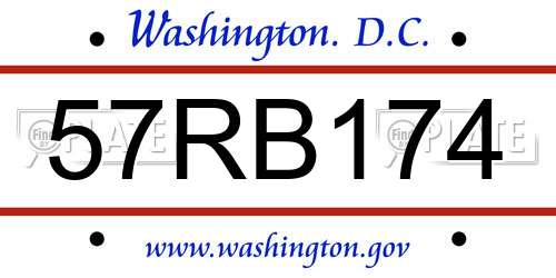 57RB174 District Of Columbia License Plate