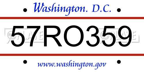 57RO359 District Of Columbia License Plate