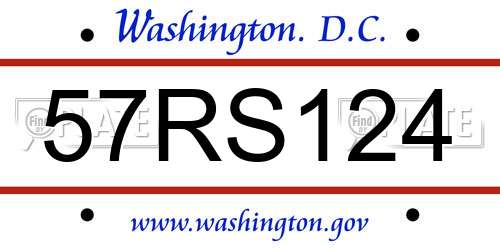 57RS124 District Of Columbia License Plate