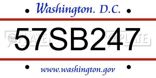 57SB247 District Of Columbia License Plate