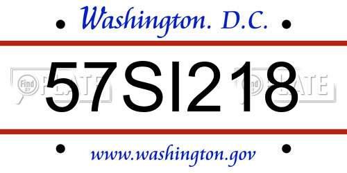 57SI218 District Of Columbia License Plate