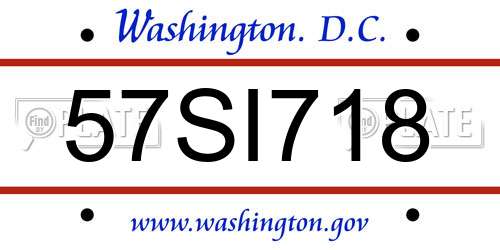 57SI718 District Of Columbia License Plate