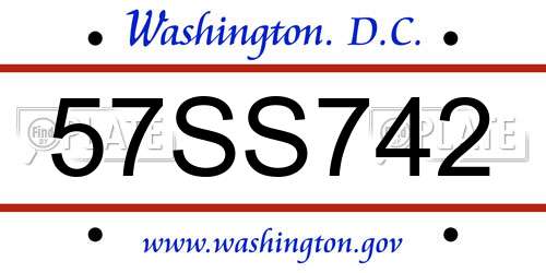 57SS742 District Of Columbia License Plate