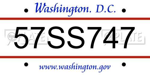 57SS747 District Of Columbia License Plate