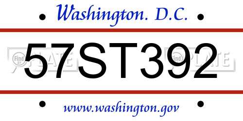 57ST392 District Of Columbia License Plate