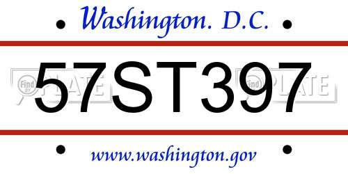 57ST397 District Of Columbia License Plate
