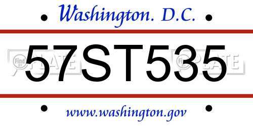 57ST535 District Of Columbia License Plate