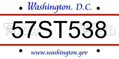 57ST538 District Of Columbia License Plate