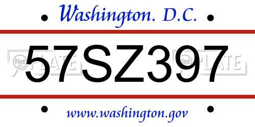 57SZ397 District Of Columbia License Plate