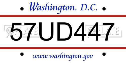 57UD447 District Of Columbia License Plate