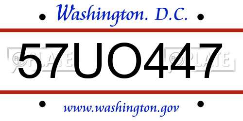 57UO447 District Of Columbia License Plate