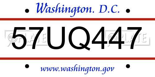 57UQ447 District Of Columbia License Plate