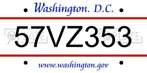 57VZ353 District Of Columbia License Plate