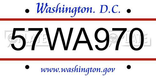 57WA970 District Of Columbia License Plate