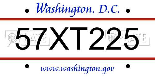 57XT225 District Of Columbia License Plate