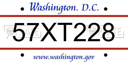 57XT228 District Of Columbia License Plate