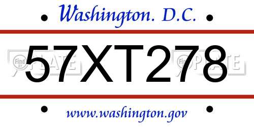 57XT278 District Of Columbia License Plate