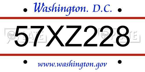 57XZ228 District Of Columbia License Plate