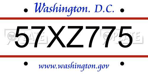 57XZ775 District Of Columbia License Plate