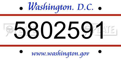 5802591 District Of Columbia License Plate