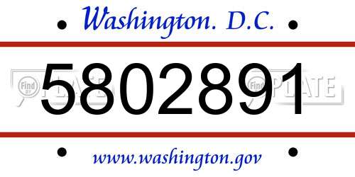 5802891 District Of Columbia License Plate