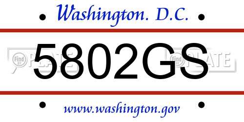 5802GS District Of Columbia License Plate